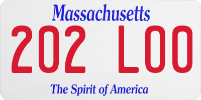 MA license plate 202LO0