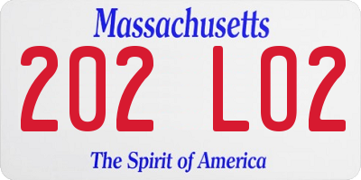 MA license plate 202LO2