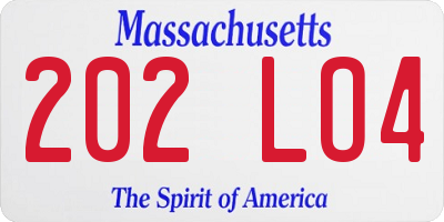 MA license plate 202LO4
