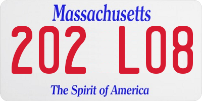 MA license plate 202LO8