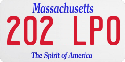 MA license plate 202LP0