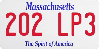 MA license plate 202LP3