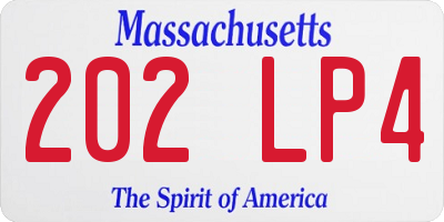 MA license plate 202LP4