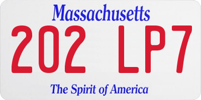 MA license plate 202LP7