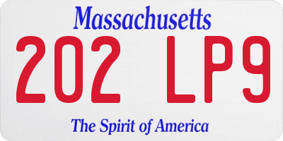MA license plate 202LP9