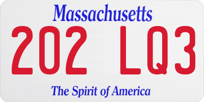 MA license plate 202LQ3