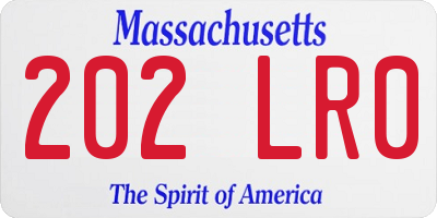 MA license plate 202LR0