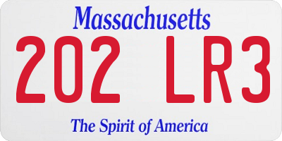 MA license plate 202LR3