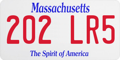 MA license plate 202LR5