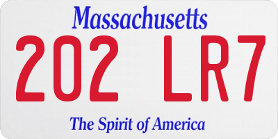 MA license plate 202LR7
