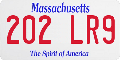MA license plate 202LR9