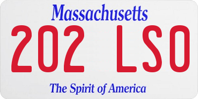 MA license plate 202LS0