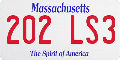 MA license plate 202LS3