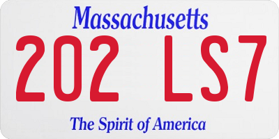MA license plate 202LS7