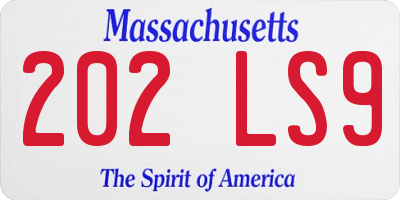 MA license plate 202LS9