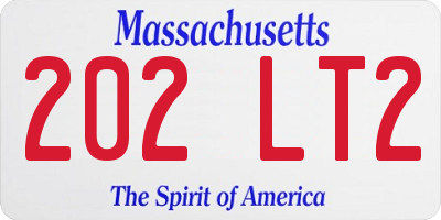 MA license plate 202LT2