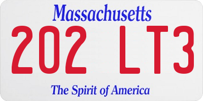 MA license plate 202LT3