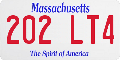 MA license plate 202LT4