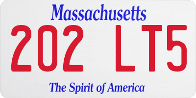 MA license plate 202LT5
