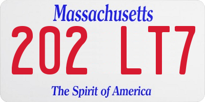 MA license plate 202LT7
