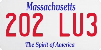 MA license plate 202LU3