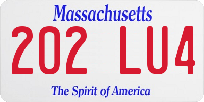 MA license plate 202LU4