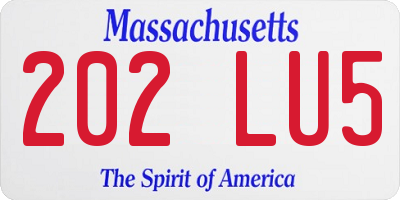 MA license plate 202LU5
