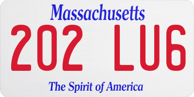 MA license plate 202LU6