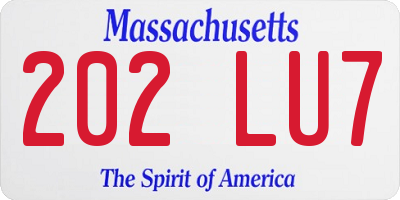 MA license plate 202LU7