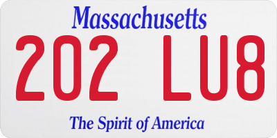 MA license plate 202LU8