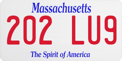MA license plate 202LU9