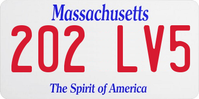 MA license plate 202LV5