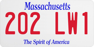 MA license plate 202LW1