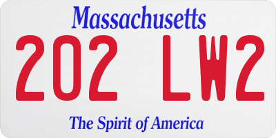 MA license plate 202LW2