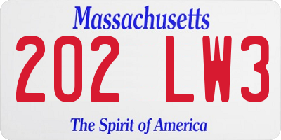 MA license plate 202LW3