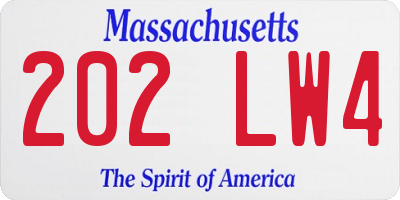 MA license plate 202LW4