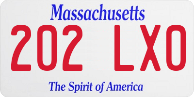 MA license plate 202LX0