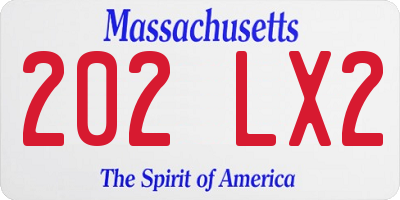 MA license plate 202LX2