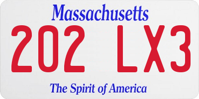 MA license plate 202LX3