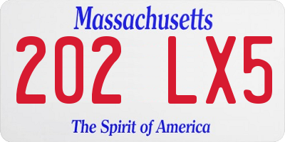 MA license plate 202LX5