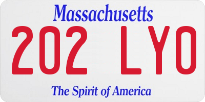 MA license plate 202LY0