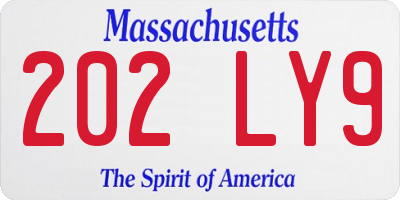 MA license plate 202LY9