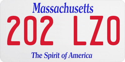 MA license plate 202LZ0
