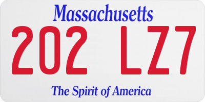 MA license plate 202LZ7