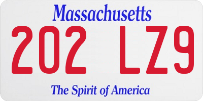 MA license plate 202LZ9