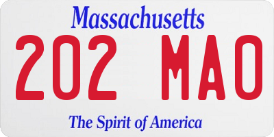 MA license plate 202MA0