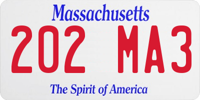 MA license plate 202MA3