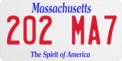 MA license plate 202MA7