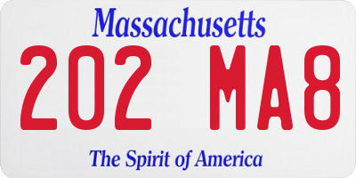 MA license plate 202MA8