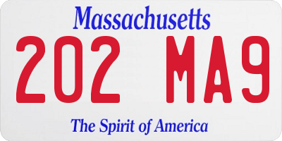MA license plate 202MA9